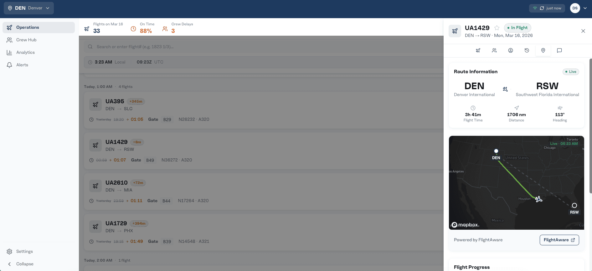 Frontline Airline Operations Tool web screenshot